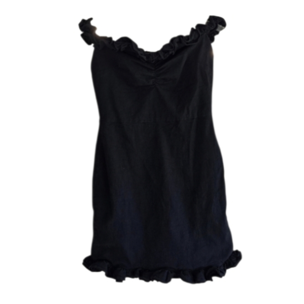 Mable Black Ruffle Mini Dress Small Off the Shoulder Party Dress